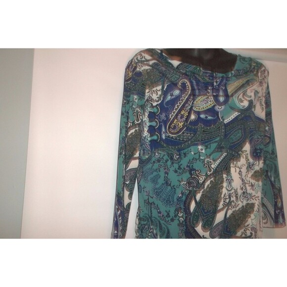 Chico's Women's Paisley Print Draped Neckline Top Size 0 ( XS-S) - Picture 2 of 6